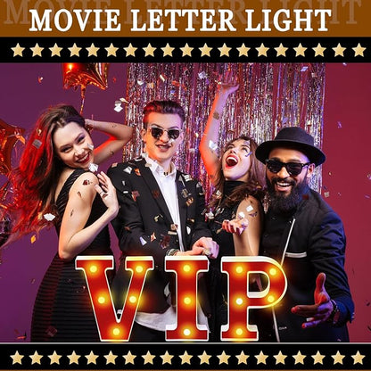 VIP Light up Letters Sign Party Decorations Battery Powered Marquee Lighted Sign LED Alphabet Letter Lights for Night Party Birthday Home Tabletop Decor Supplies