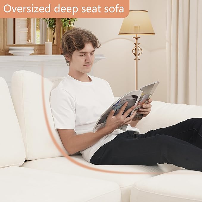 EASE MOOSE Modern 3 Seat Sectional Modular Sofa, FSC Certified Chenille Comfty Deep Seat Couch for Living Room,Solid Wood Frame Sofa, Removable Cover