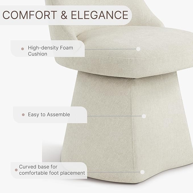 Swivel Dining Chair Mid Century Modern DeskChair High Back Upholstered Linen Fabric SideChair for Kitchen Diningroom Bedroom,Linen,4 Box