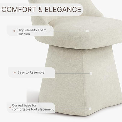 Swivel Dining Chair Mid Century Modern DeskChair High Back Upholstered Linen Fabric SideChair for Kitchen Diningroom Bedroom,Linen,4 Box