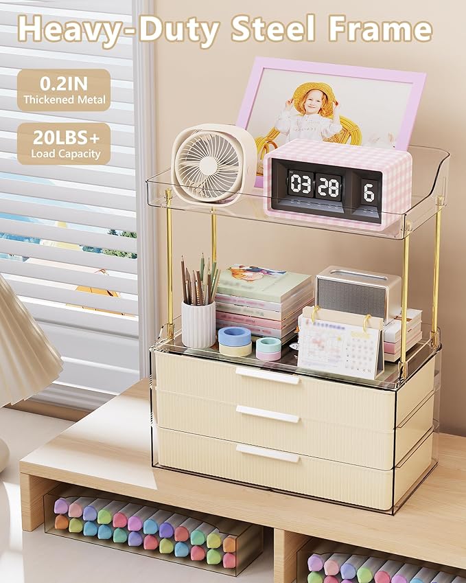 Bathroom Organizers and Storage, Makeup Organizer (Sturdy Durable Attractive), Ideal for Vanity, Countertop, Counter, Perfume, Skincare, Cabinet, Cosmetic, Dresser Organizer (Cream)