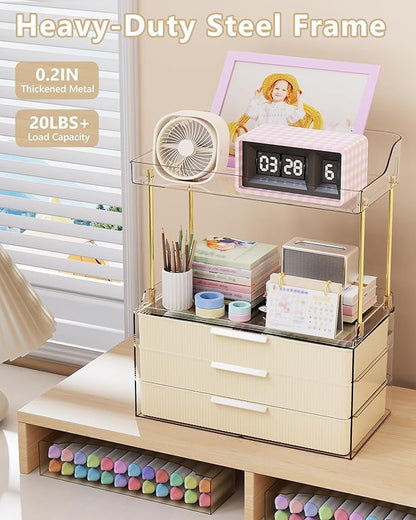 Bathroom Organizers and Storage, Makeup Organizer (Sturdy Durable Attractive), Ideal for Vanity, Countertop, Counter, Perfume, Skincare, Cabinet, Cosmetic, Dresser Organizer (Cream)