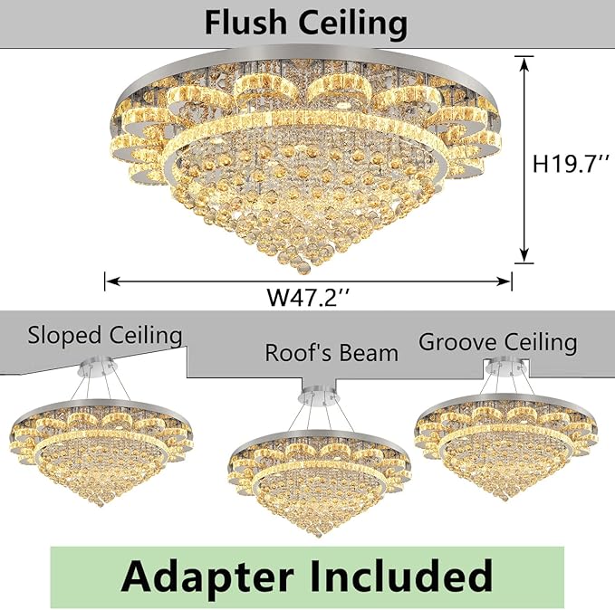Modern Chandelier Living Room Light Large Luxury Chandeliers for High Ceiling Foyer Entryway Lights Dimmable 110W LEDs Crystal Silver Lighting Fixtures