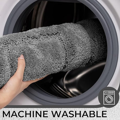 GRANNY SAYS Bathroom Toilet Rugs U Shaped, Bath Mats for Bathroom, Bath Rugs Non Slip Washable, Absorbent Microfiber Toilet Mat, Soft Plush Shaggy, 20" x 24", Deep Gray