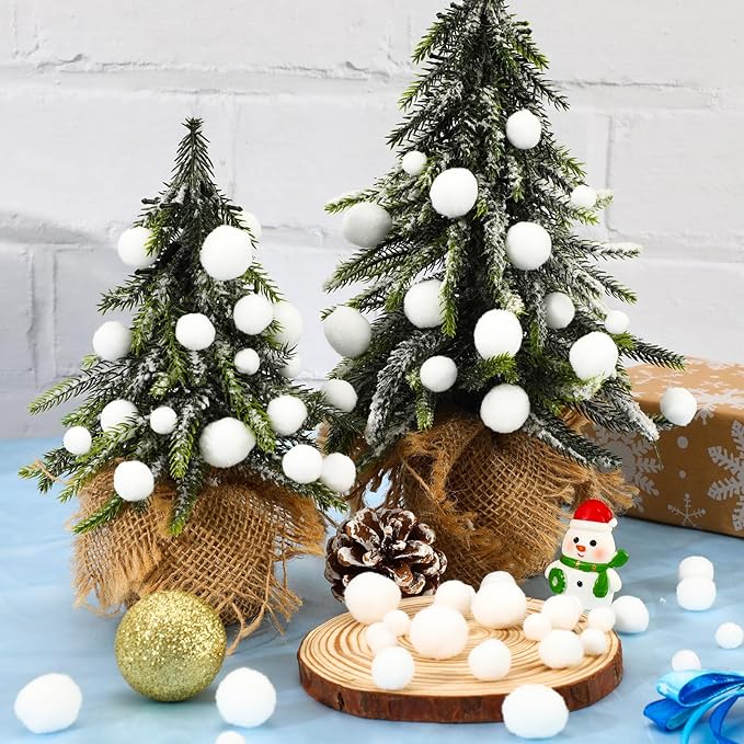 UPINS Christmas Pom Poms Balls, 600 Pieces Light White Pompoms Pom Poms for Crafts Making DIY Holiday Christmas Decorations Supplies (3 Size )