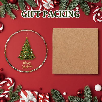 Christmas Tree Ornaments, Glass Christmas Ornament, Elegant Round Holiday Decoration for Christmas Tree, Merry Christmas Hanging Ornament for Holiday Home Décor, Gift Keepsake