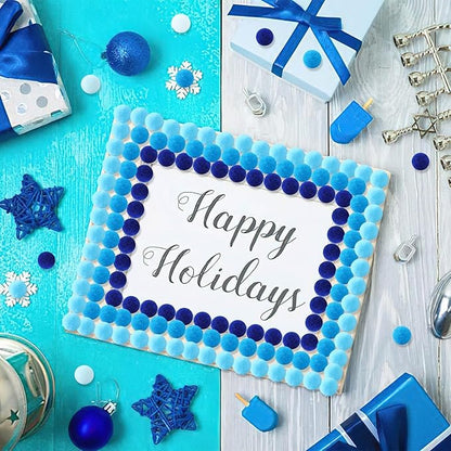 SEPGLITTER Blue Pom Poms Balls, 1000Pcs 1 cm/0.4 inch Hanukkah Blue Color Pom Poms for Chanukah Christmas Winter Summer Holiday Party Crafts Making DIY Holiday Decorations Supplies