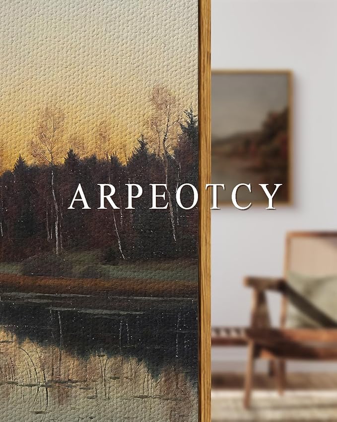 ARPEOTCY Large Framed Canvas Wall Art, Fall Landscape Picture Decor, 20x30Inch, Bedroom Kitchen Living Room Autumn Nature Decor, Vintage Lake Art