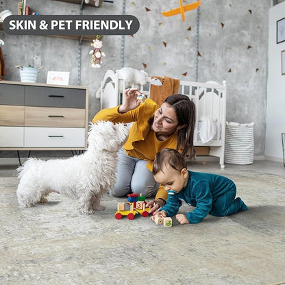 4x6 Area Rugs for Living Room Rug Washable: Abstract Rug for Dining Room Bedroom Carpet Non Slip 4 by 6 Indoor Modern Nursery Home Office Beige Grey