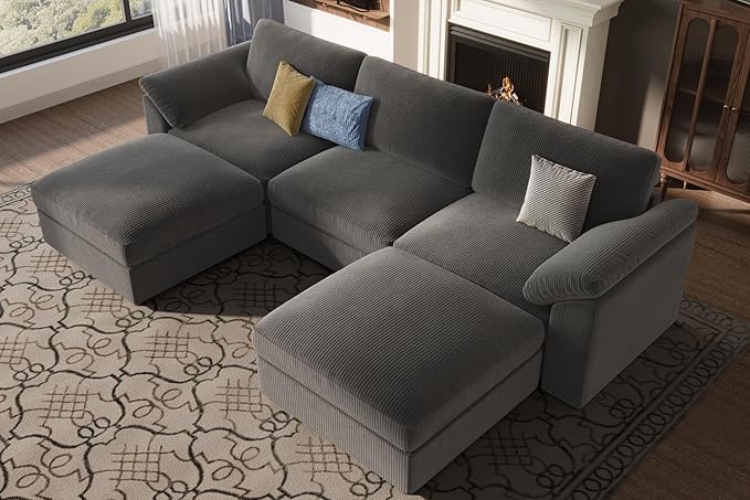 EASE MOOSE Oversized Modular Sectional Sofa, Extra Large L Shape Sectional Cloud Couch,Comfty Deep Modular Sofa with Ottoman for Living Room