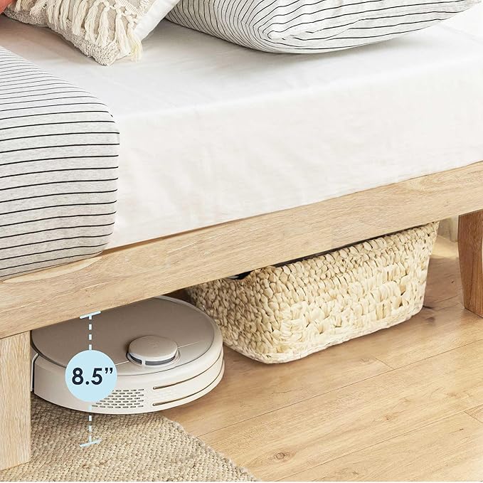 Mellow Naturalista Classic 12 Inch Solid Wood Platform Bed with Wooden Slats, Full, White Wash