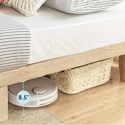 Mellow Naturalista Classic 12 Inch Solid Wood Platform Bed with Wooden Slats, Full, White Wash