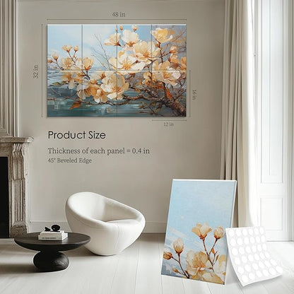 8 Pack Art Acoustic Panels 48x32 Inches Sound Absorbing Panels Acoustic Treatment for Studios, Offices, Theaters, Adhesive Included