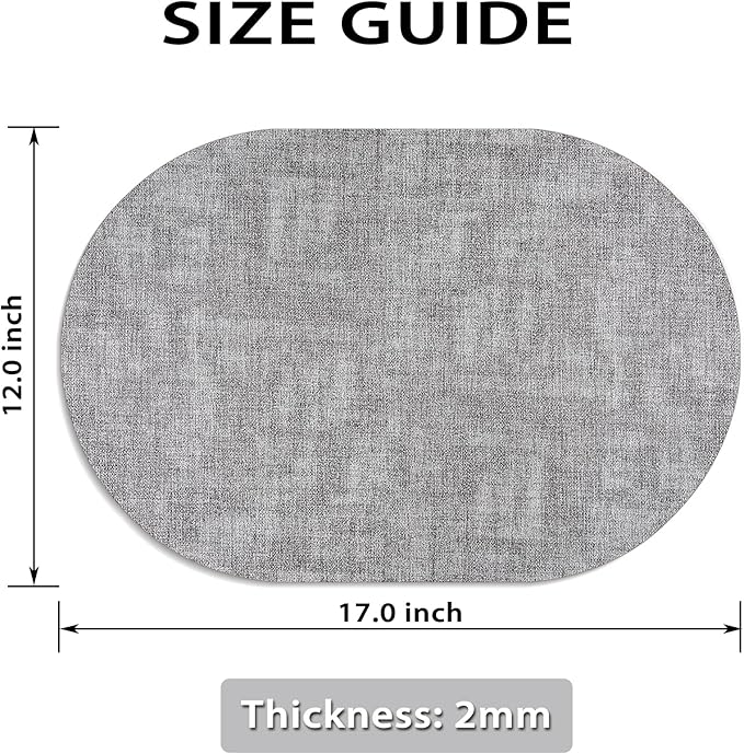 Placemats for Dining Table Set of 8 Non-Slip, Heat Resistant Leather Placemat Double Layer, Waterproof Table Mats Easy to Clean for Kitchen Dining Room Coffee Office Table, Grey