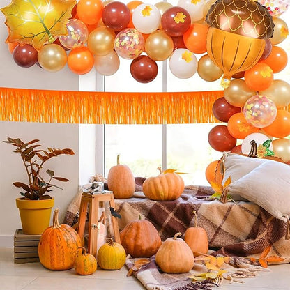 12 Pack 10 Feet Metallic Foil Fringe Garland Tinsel Streamers Banner, Macaron Orange Wall Hanging Tinsel Fringe Banners for Parade Floats, Wedding, Birthday, Christmas, New Year Party Decorations