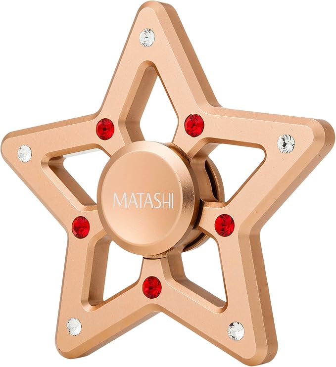 Matashi Rose Gold Hanging Christmas Tree Star Ornament Crystals, Christmas Decorations for Holiday Wedding Party Decoration, Tree Ornaments, Shiny, Metal Finish, Ribbons Included