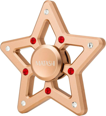 Matashi Rose Gold Hanging Christmas Tree Star Ornament Crystals, Christmas Decorations for Holiday Wedding Party Decoration, Tree Ornaments, Shiny, Metal Finish, Ribbons Included