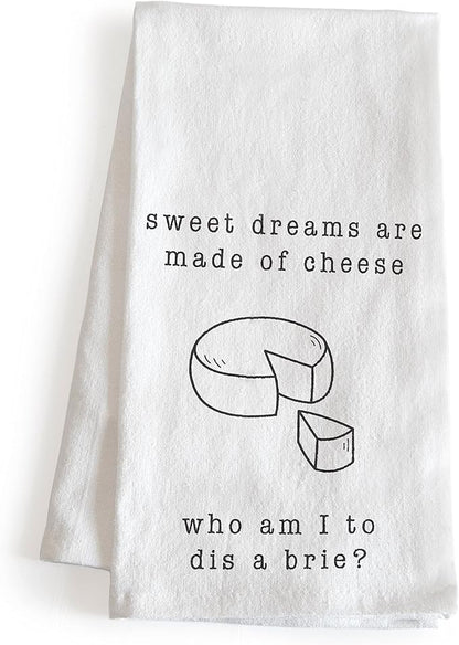 Sweet Dreams Are Made of Cheese Funny Kitchen Towels 18x24 Inch Dish Towels