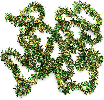Anderson's Metallic Green & Gold Tinsel Twist Garland, 25ft Holiday Decoration, Christmas Tree Trim, Parade Float Decor, Party Supplies, Halloween, Graduation, Indoor/Outdoor Event Garland