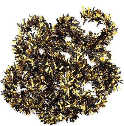 Anderson's Metallic Black & Gold Tinsel Twist Garland, 25ft Holiday Decoration, Christmas Tree Trim, Parade Float Decor, Party Supplies, Halloween, Graduation, Indoor Outdoor Event Garland