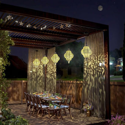 Hanging Solar Lights Outdoor Garden Decor Solar Lantern Waterproof Plastic Moroccan Outdoor Decorations for Patio Pathway Yard Backyard Garden Decorative (2, White)