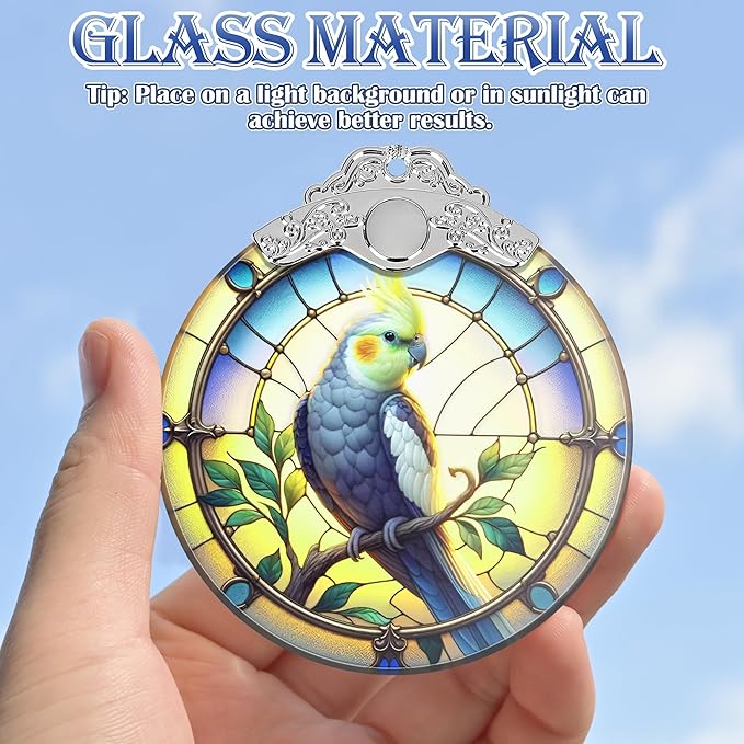 Cockatiel Christmas Ornament - Stained Glass Cockatiel Decor for Tree