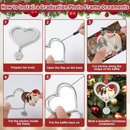 COCHIE Metal Our First Christmas Engaged 2025 Picture Frame Ornaments for Tree Stocking Decorations, Personalized 1st Xmas Married Photo Frame Ornament Keepsake, Christmas Wife Husband Gifts Ideas