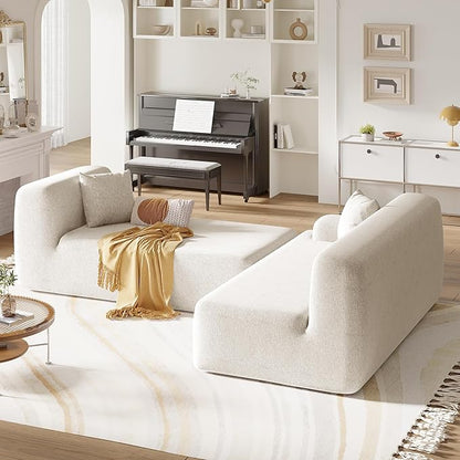 2 Pieces Modular Sectional Sofa - 109" L Shaped Couch, Beige