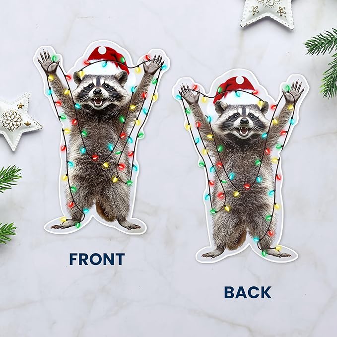 OASSIE Christmas Raccoon Gifts for Women Men - Acrylic Christmas Ornaments 2025 for Tree Decorations - Funny Racoon Gifts for Women Animal Lovers, Raccoon Ornament, Racoon Gift for Mom Dad Friends