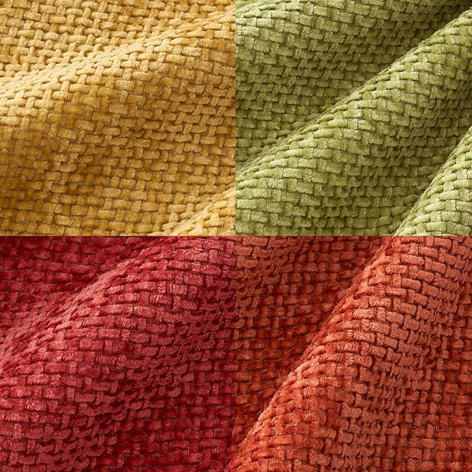 MIULEE Pack of 4 Fall Burnt Orange Throw Pillow Covers 20x20 Inch Yellow Green Soft Decorative Chenille Pillows Farmhouse Accent Cushions for Boho Home Decor Spring Bedroom Living Room