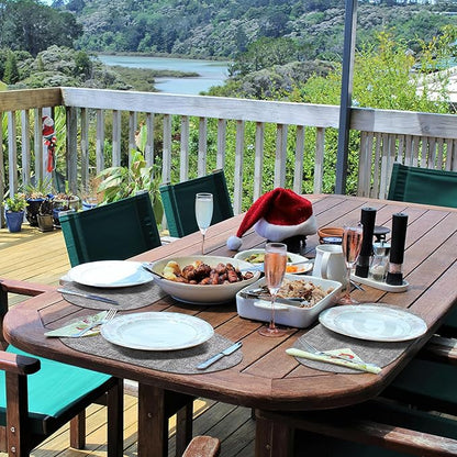 Placemats for Dining Table Set of 4 Non-Slip, Heat Resistant Oval Leather Placemat Double Layer, Waterproof Table Mats Easy to Clean for Kitchen Dining Room Coffee Office Table, Grey