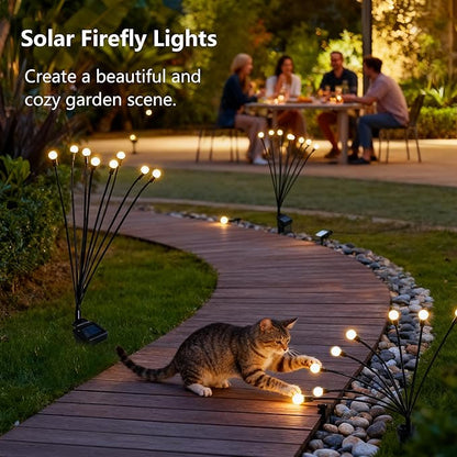 Solar Lights Outdoor Waterproof,6 Pack 48LED Solar Swaying Lights,Firefly Lights for Yard Patio Pathway Decoration,Unique Gardening Gifts for Women Holiday