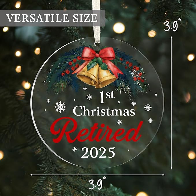 First Christmas Retired Ornament 2025, Retirement Gift for Woman, Men, Happy Retirement Gifts for Nurses, Teacher, Police, Doctor, Coach, Boss, Coworker, Mom, Dad, Friend, Best Retiring Present