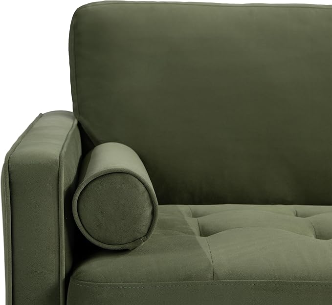 Studio Living® Lexington 75.6" Sofa, Mid-Century Modern, Pocket Coil Comfort, Easy Assembly, Velvet Fabric, Olive Green