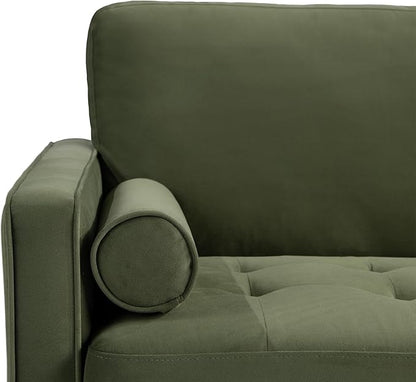 Studio Living® Lexington 75.6" Sofa, Mid-Century Modern, Pocket Coil Comfort, Easy Assembly, Velvet Fabric, Olive Green