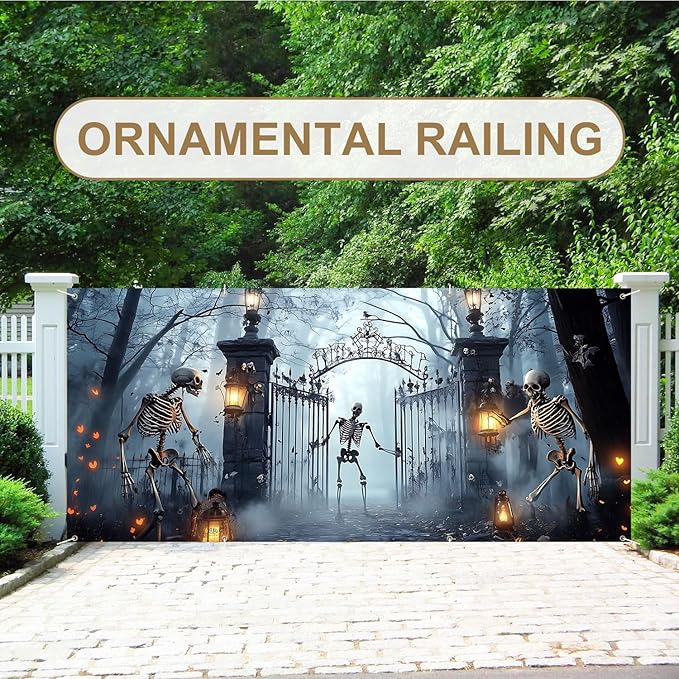 6 x 13 ft Halloween Garage Door Decorations Halloween decorations Witch Door Cover, Hanging Banner, Cauldron Backdrop Mural for Home, Outdoor, Indoor, Spooky Party, Wall, Window (Gates)