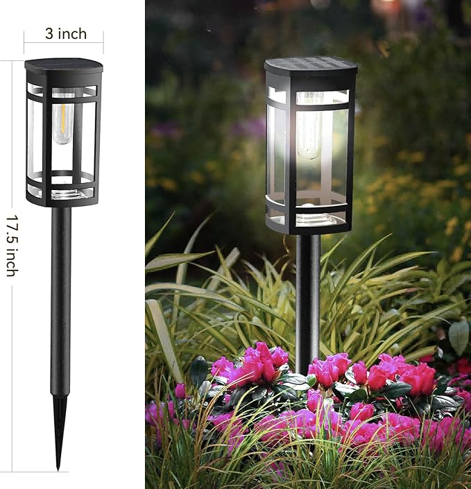 EXCMARK 16 Pack Solar Lights Outdoor Waterproof for Garden Pathway Walkway Driveway Yard Lawn Decorative Landscape Lighting. (Cool White Light, 16)