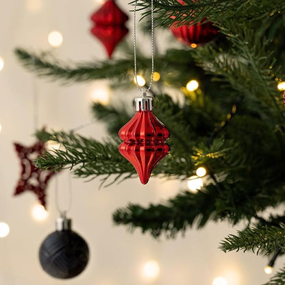 Valery Madelyn 100ct Christmas Tree Decorations Ball Ornament Set, Red and Black Shatterproof Hanging Ornaments Bulk for Xmas Holiday Party Decor