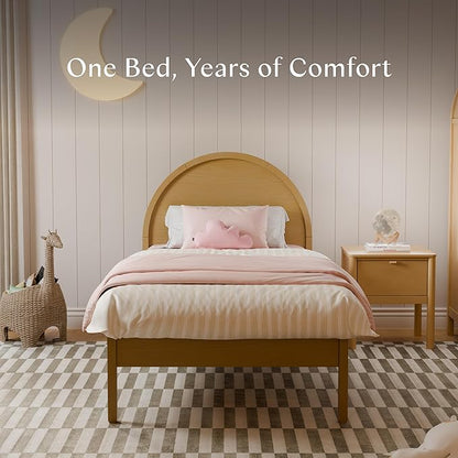 Babyletto Bondi Twin Bed for Kids - GREENGUARD Gold Certified - Twin Bed Frames with Arched Headboard - Universal Mattress Fit - No Box Spring Needed, Perfect for Boys/Girls Room & Guest Rooms, Honey