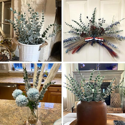 CEWOR 24pcs Eucalyptus Stems Artificial Eucalyptus Leaves Fake Greenery Branches Fake Flowers for Wedding Centerpiece Spring Easter Farmhouse Home Decoration
