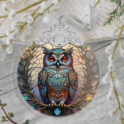Christmas Ornament, 2025 Ornaments for Christmas Tree, Stained Glass Hanging Ornament, Holiday Ornaments, Unique Gift Idea - Owl
