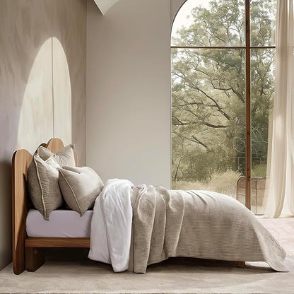 EVERGRACE Velvet Quilt Set King Size, Luxurious Soft Quilted Bedding Sets, Lightweight Velvet Comforter for All Season, Striped Channel Bedspread Coverlet with 2 Shams, Urban Taupe