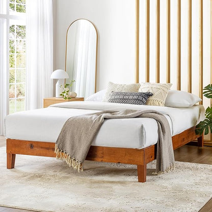 Mellow Naturalista Grand - 12 Inch Solid Wood Platform Bed with Wooden Slats - No Box Spring Needed - Full (Cherry)