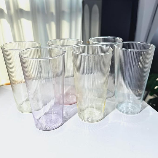 Water Drinking Glass Set of 6 17 Oz Highball Glass Tom Collin Lightweight Tall Cocktail Glasses Thin Mojito Bar Glassware