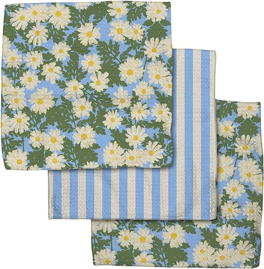 GEOMETRY Kitchen Dish Cloths Quick Dry Premium Dish Rags with Geoweave Daisy Sky