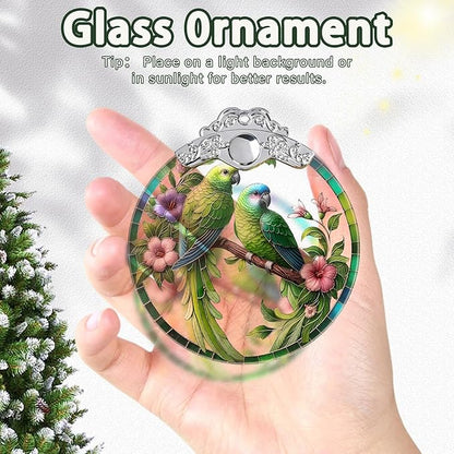 Parrot Ornaments for Christmas Tree, Stained Glass Christmas Ornaments and Xmas Tree Decorations, Gift Exchange