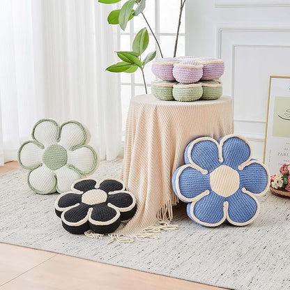 Flower Pillow, Soft Flower Decorative Throw Pillow, Cute Daisy Flower Shaped Seating Floor Cushion Room Décor Plush Pillows for Sofa Couch Bed (13.7 Inch, Sage Green)