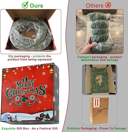 6 Ft Real Touch Christmas Garlands with Pine Cone,Thick and Lush，Bendable guirnaldas navideñas, Lifelike Pine Cedar Garland, Christmas Garland for Mantle,Indoor Outdoor Christmas Decorations