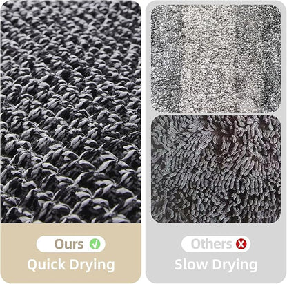 Black and White Bathroom Rugs, Waffle Rug Bathroom Non Slip Washable Long Super Absorbent Quick Dry Boho Farmhouse Bath Decor, 60"x24" Black and White