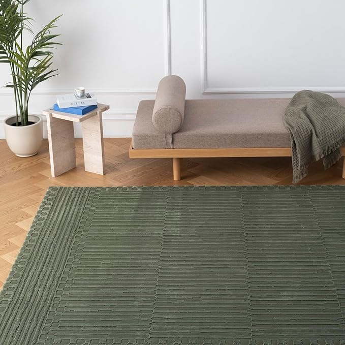 Revival Rugs Soloba 10'6" x 14'3" Washable Area Rug for Living Room Bedroom - 100% Recycled Oeko-TEX Certified, Medium Pile, Green